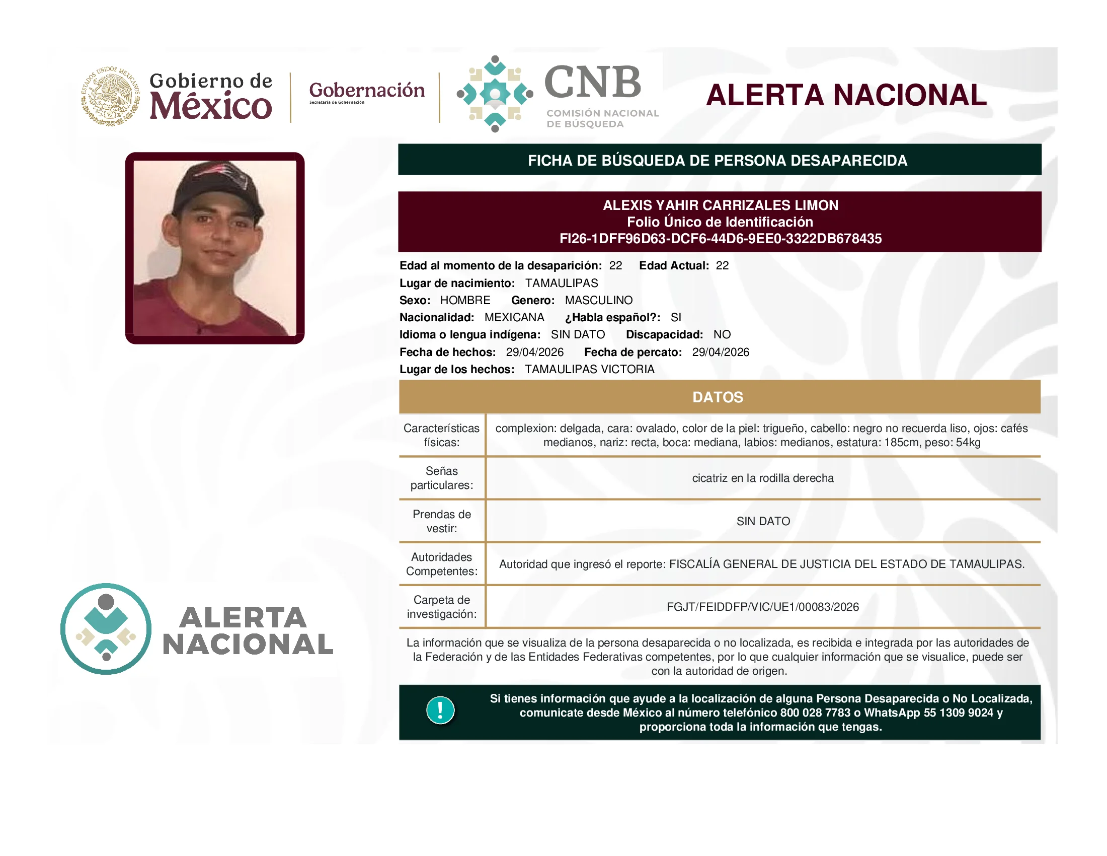 Alexis Yahir Carrizales Limon