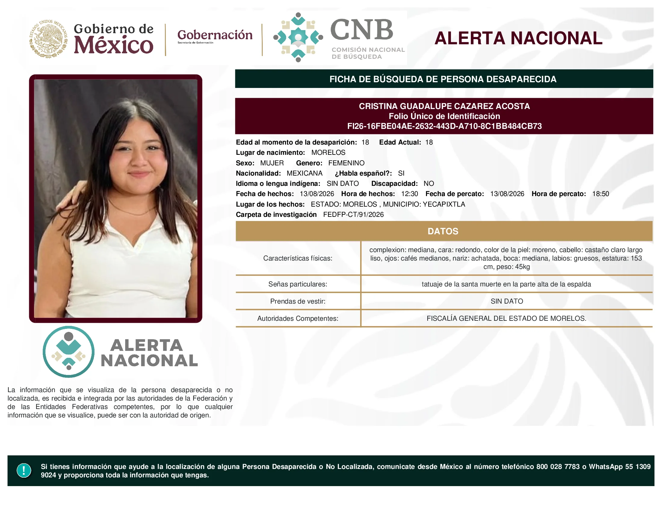 Cristina Guadalupe Cazarez Acosta