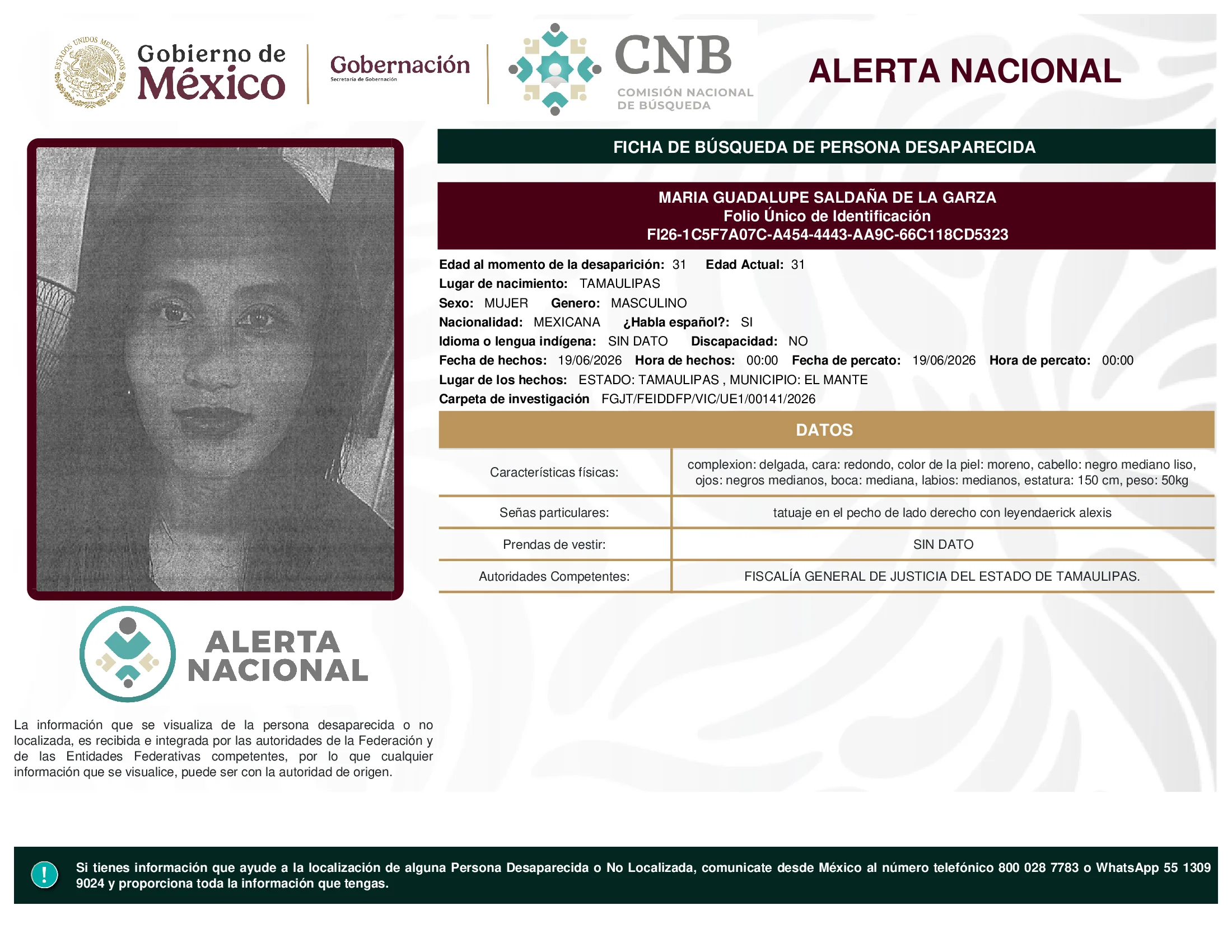 Maria Guadalupe Saldaña De La Garza