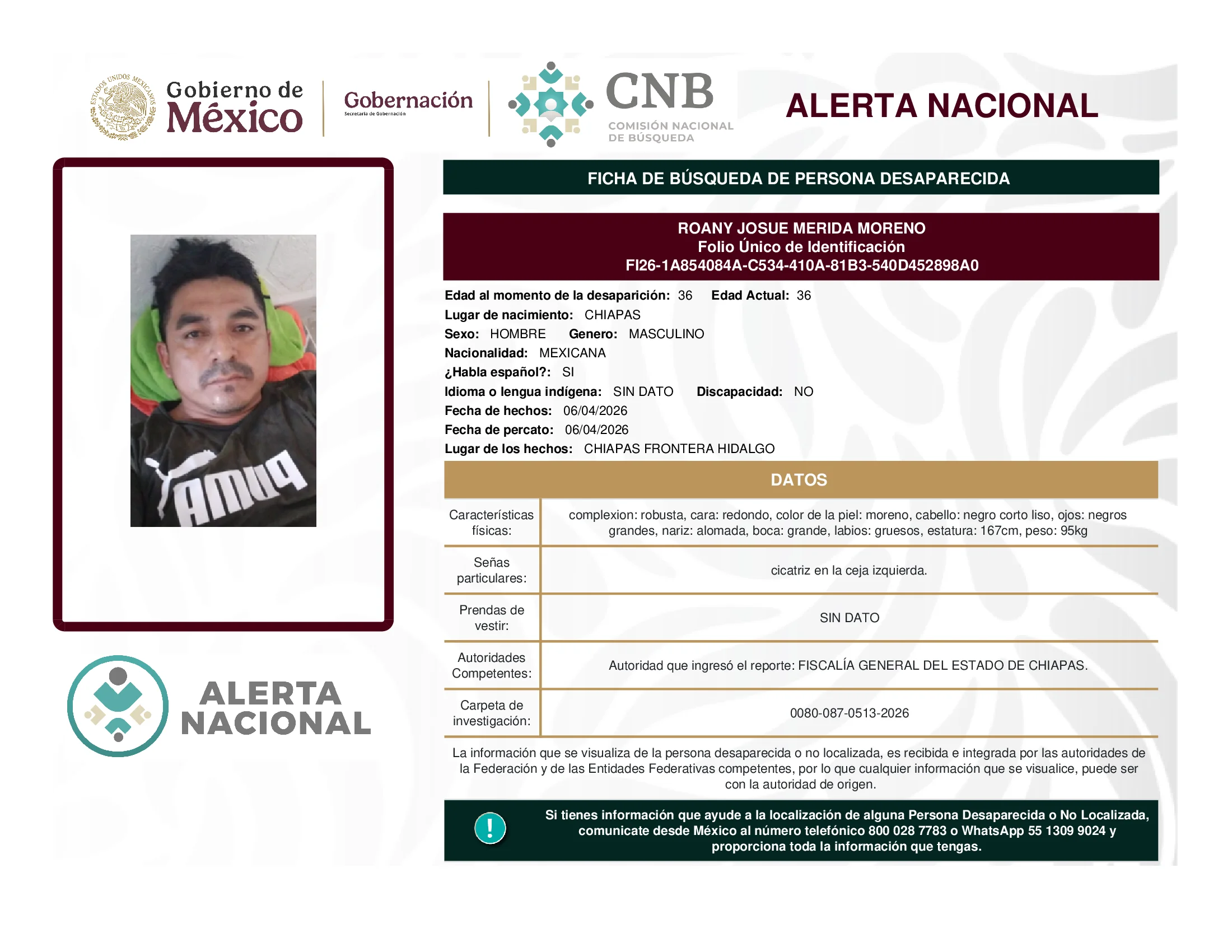 Roany Josue Merida Moreno
